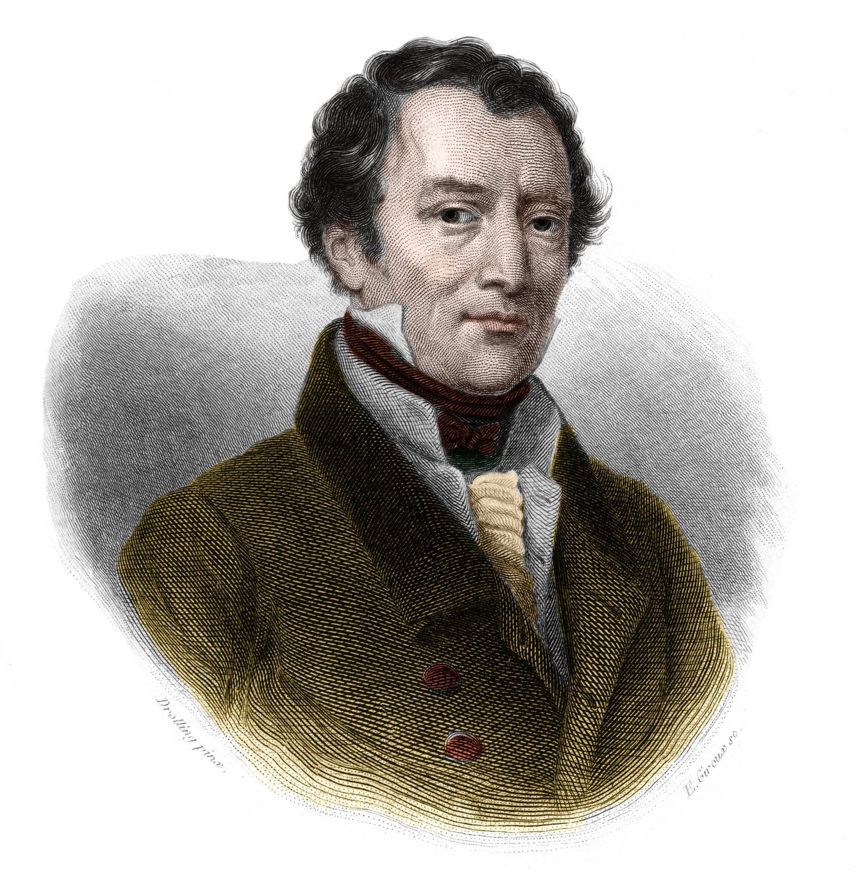 Retrato de Jacques-Antoine (Jacques Antoine) Manuel (1775-1827), advogado e político francês. in "Livro dos Oradores" de Louis de Cormenin Timon. 1842. Colecção privada. de French School