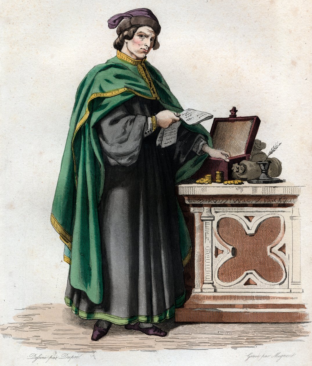 Retrato de Jacques Coeur (1395-1456), comerciante francês. de French School