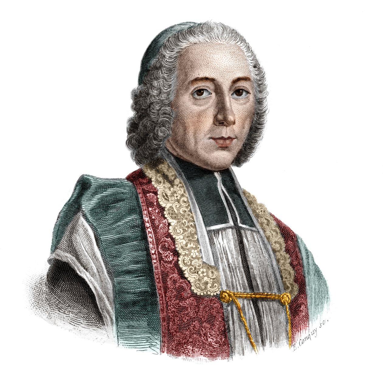 Retrato de Jacques Denis Cochin (1726-1783) fundador do Hopital Saint-Jacques. de French School