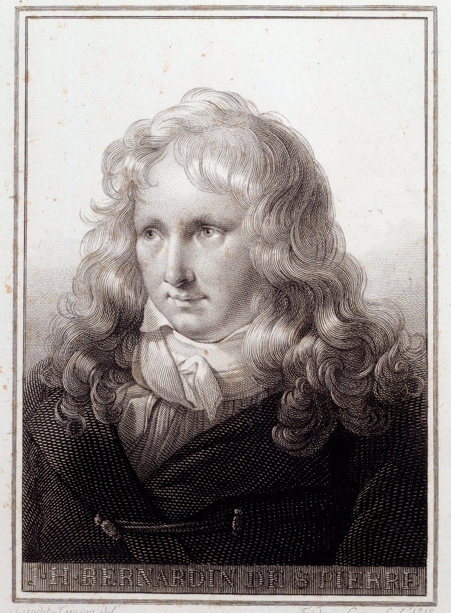 Retrato de Jacques Henri Bernardin de Saint Pierre (Saint-Pierre) (1737-1814), escritor francês. Gravura anónima do século XVIII. Paris, Biblioteca da Sorbonne de French School