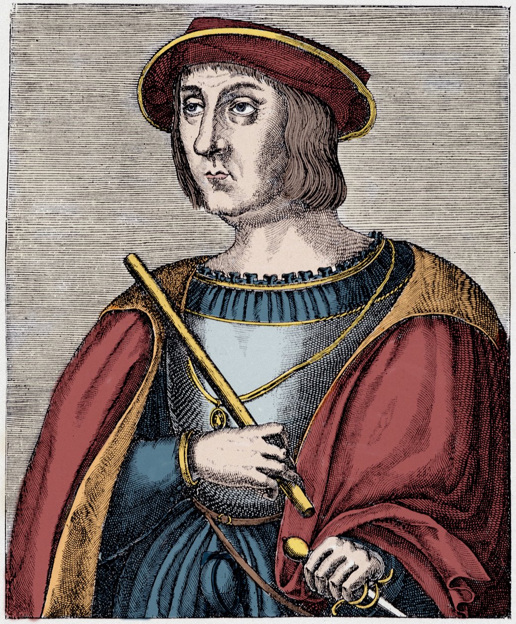 Retrato de Jacques II de Chabannes (La Palice) (1470-1525) gravura de "Louis XII et Anne de Bretagne" de Paul Lacroix, ed Georges Hurtrel de French School