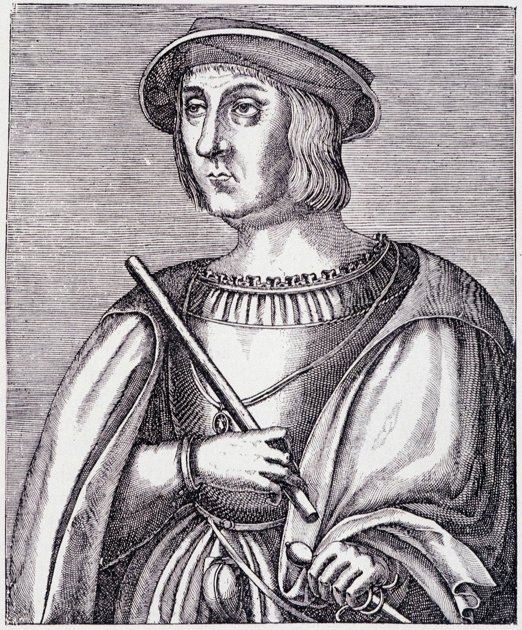Retrato de Jacques II de Chabannes (La Palice) (1470-1525) gravura de "Louis XII et Anne de Bretagne" de Paul Lacroix, ed. Georges Hurtrel de French School