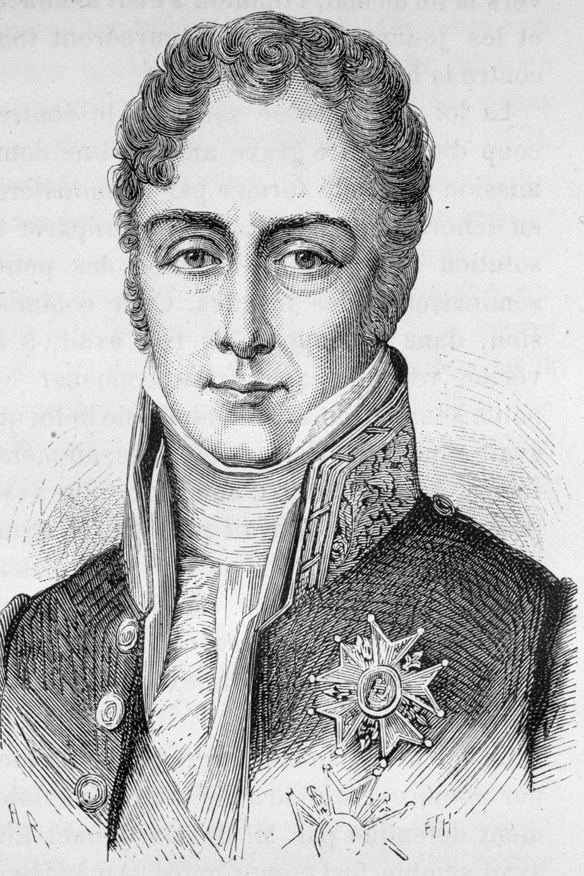Retrato de Jean-Baptiste (Jean Baptiste) Sylvere Gay, Visconde de Martignac, político francês (1778 - 1832) - em "L