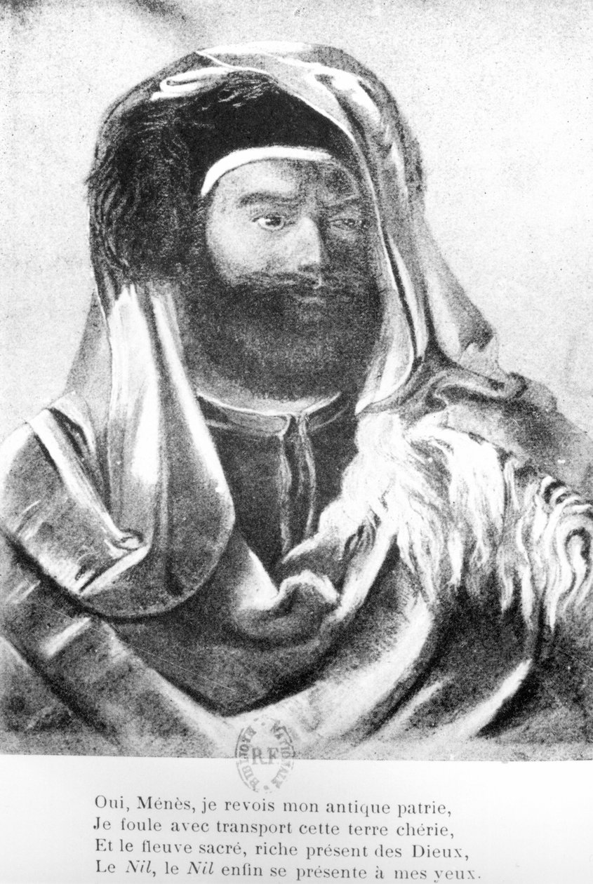 Retrato de Jean-François Champollion (1790-1832) em traje oriental de French School