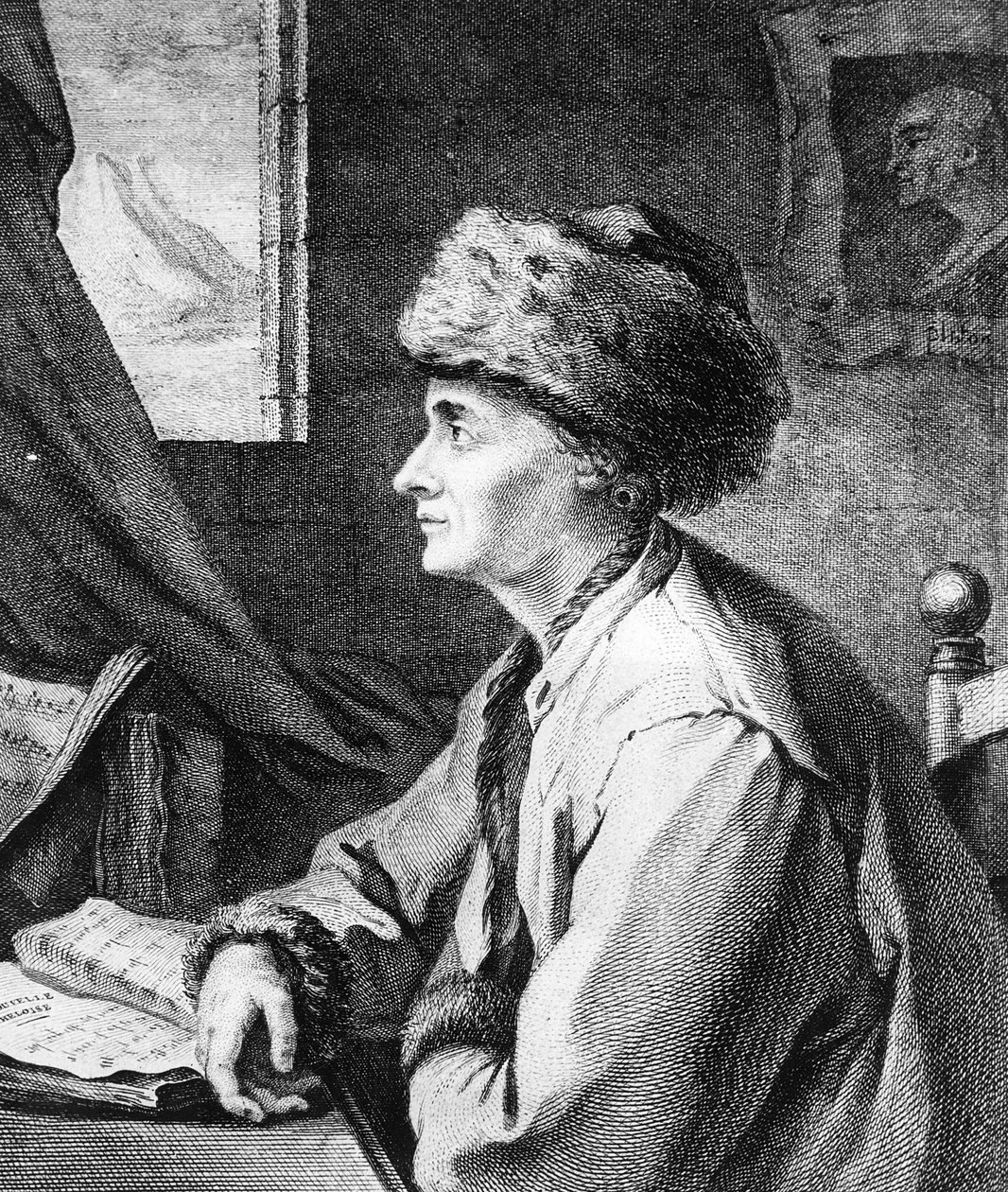 Retrato de Jean-Jacques Rousseau, c.1761 de French School