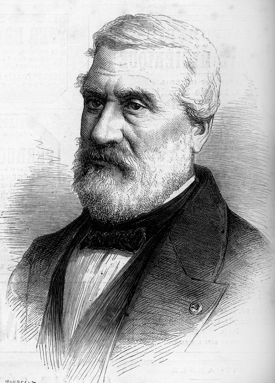 Retrato de Jean Antoine Theodore, Barão Gudin (1802-1880), pintor francês. Gravura em "Le Monde Illustré" n°1206 de 8 de Abril de 1880. de French School