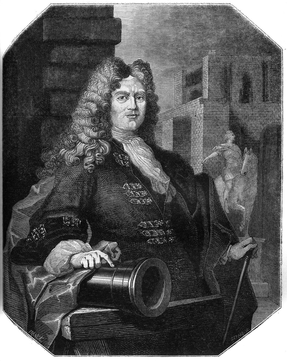 Retrato de Jean Balthazar Keller (1638-1702), portador de ouro suíço e fundador. de French School