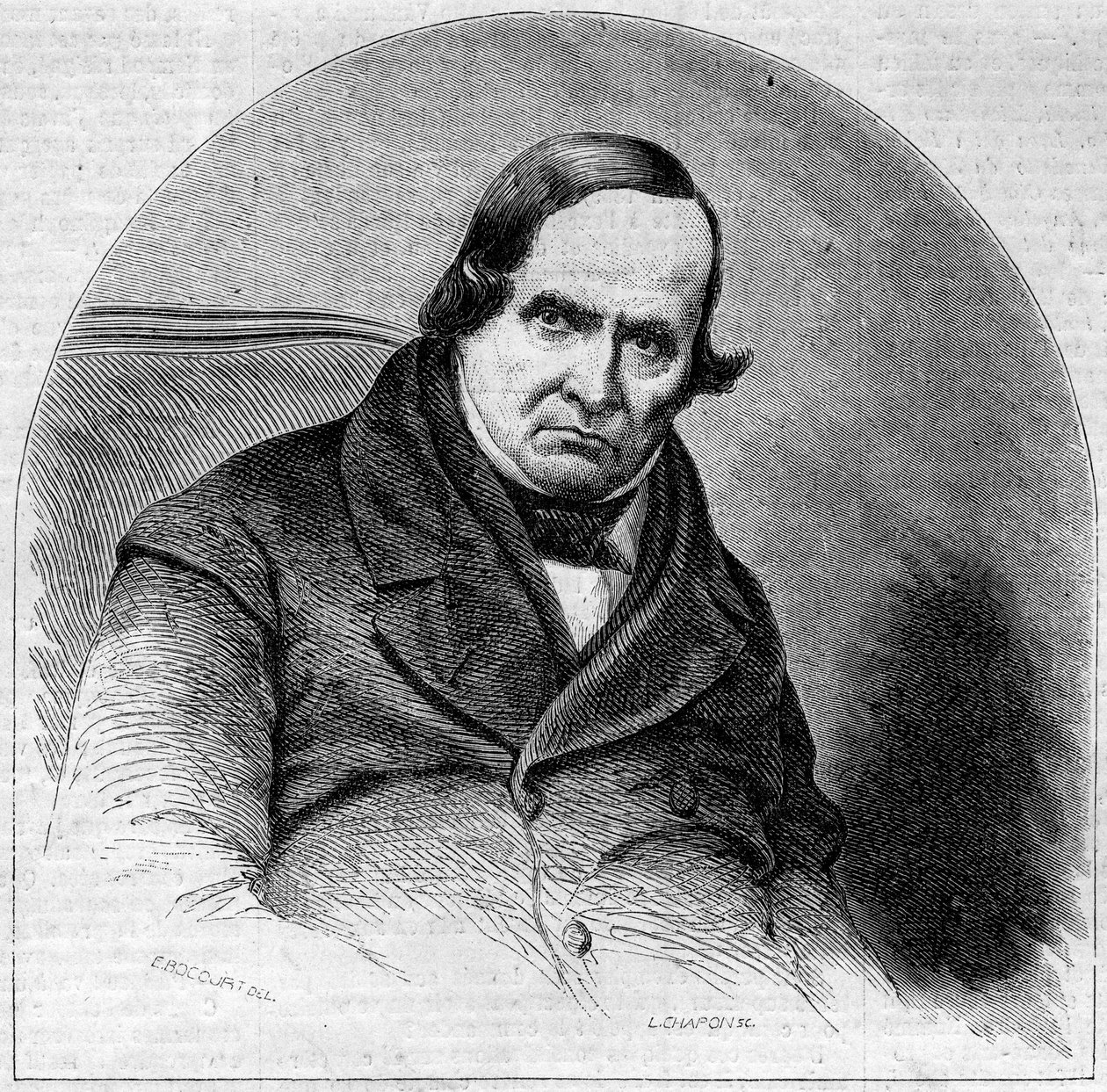 Retrato de Jean Baptiste (Giovanni Battista) Niccolini (1782-1861), poeta italiano. Gravura em "Le Monde Illustré" n°234 de 5 de outubro de French School