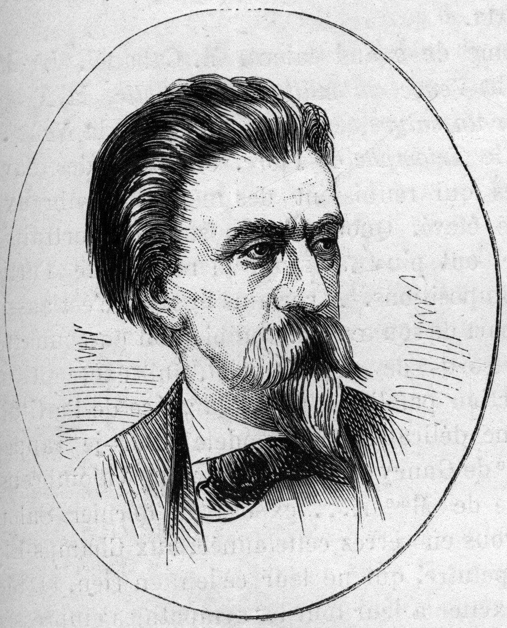 Retrato de Jean Baptiste (Jean-Baptiste) Carpeaux (1827-1875), escultor francês. Gravura em "Le Monde Illustré" n°890 de 2 de Maio de 1874. de French School