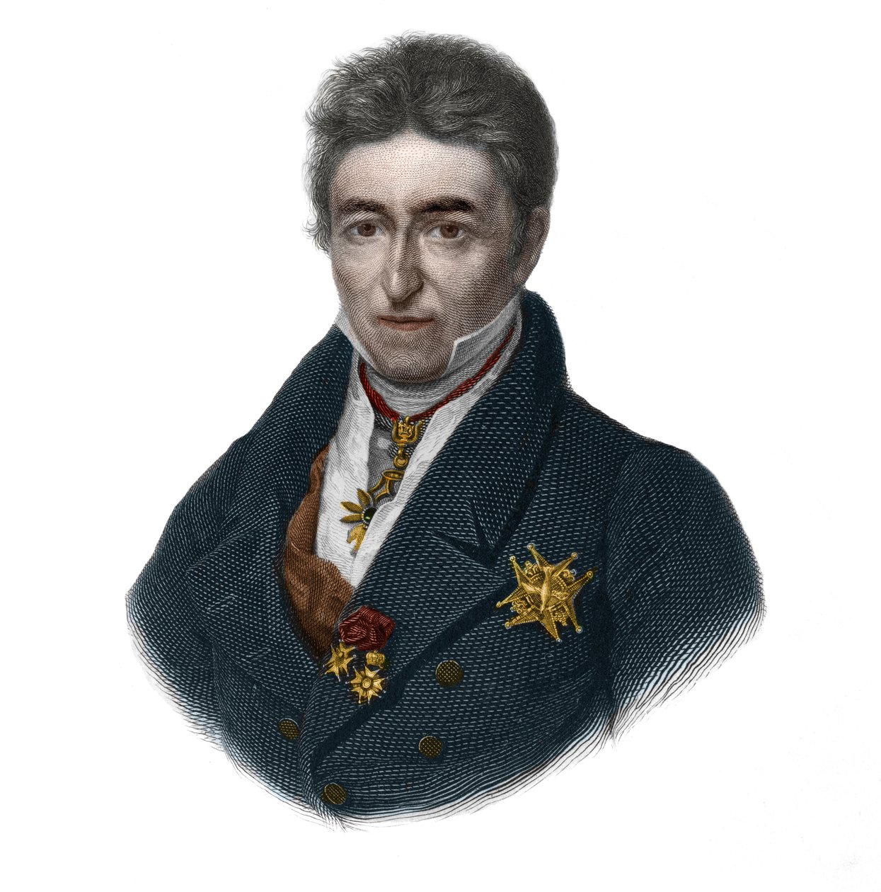 Retrato de Jean Baptiste (Jean-Baptiste), Comte de Villele (1773-1854), político francês. in "LIBRE DES SPORERS" de Louis de Cormenin Timon. 1842. Coleção privada. de French School