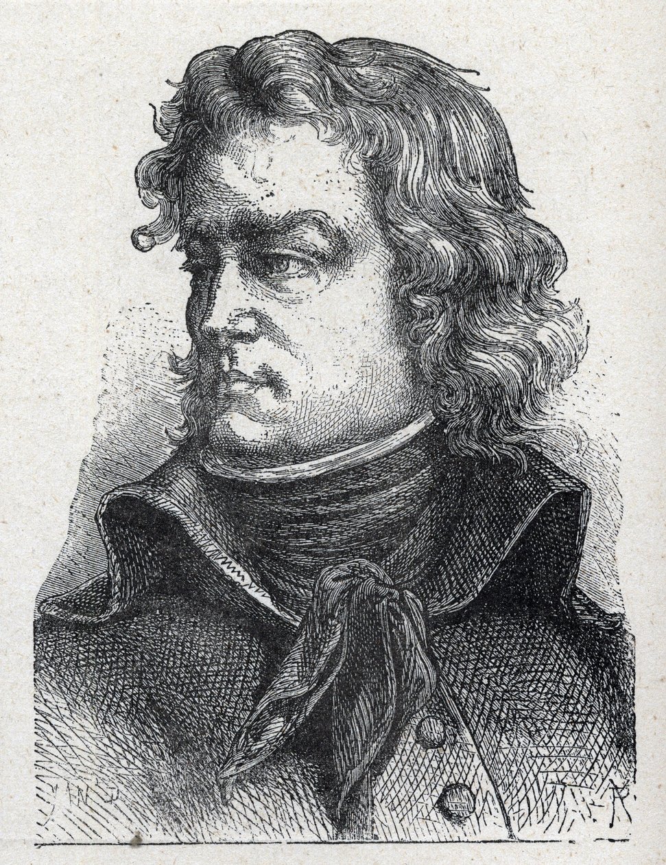 Retrato de Jean Baptiste Camille de Canclaux (1740-1817), general francês da Gravura da Revolução de 1889. de French School
