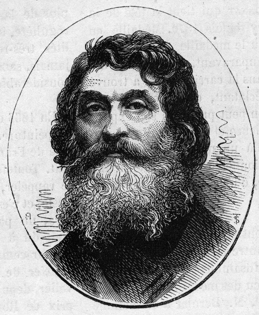 Retrato de Jean Baptiste Paul Cabet (1815-1876), escultor francês. Gravura em "Le Monde Illustré" n°890 de 2 de Maio de 1874. de French School