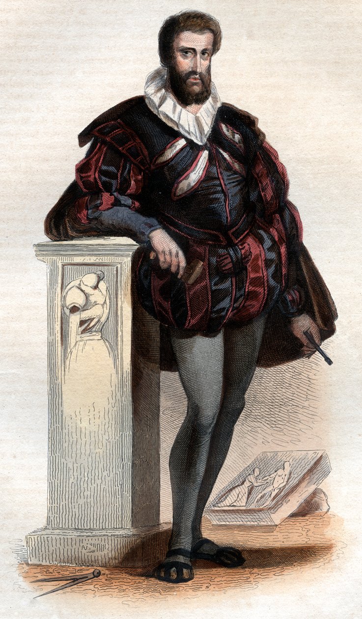 Retrato de Jean Goujon (1510-c.1566), escultor e arquiteto francês. de French School