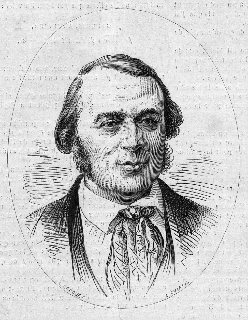 Retrato de Jean Louis Rodolphe Agassiz (1807-1873), naturalista americano. Gravura em "Le Monde Illustré" n°872 de 27 de Dezembro de 1873. de French School