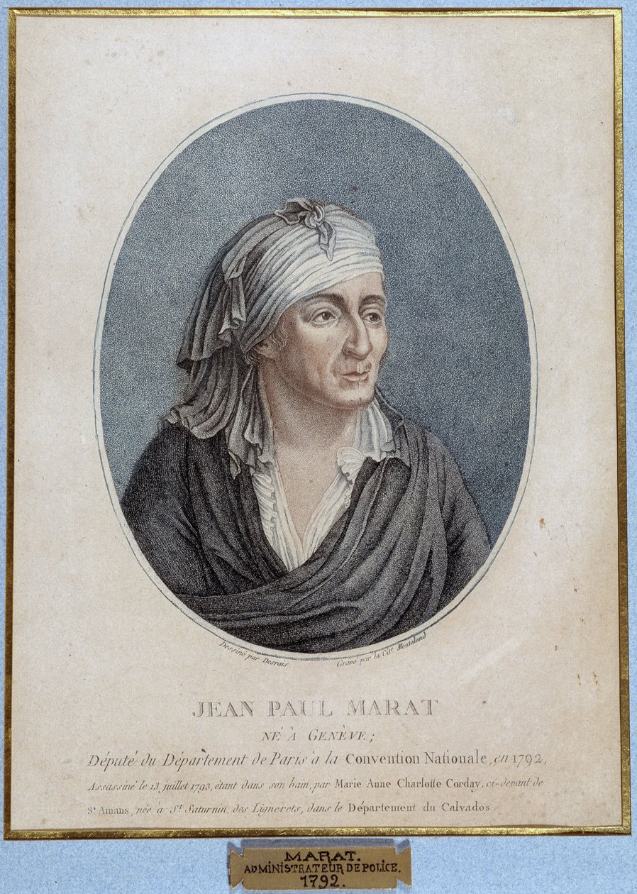 Retrato de Jean Paul Marat (1743-1793), médico, publicitário e político francês de French School