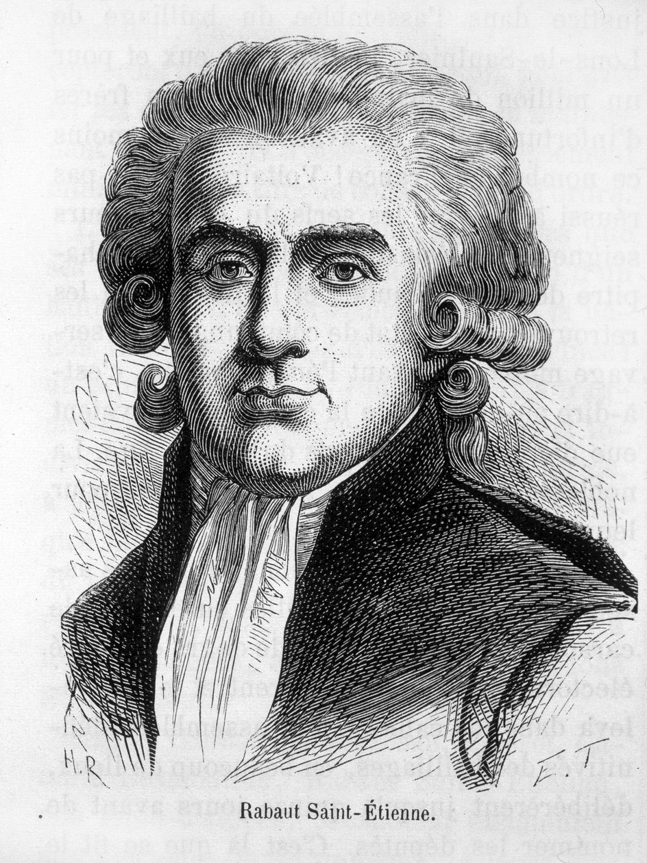 Retrato de Jean Paul Rabaut St Etienne, político francês (1743 - 1793) - em "L