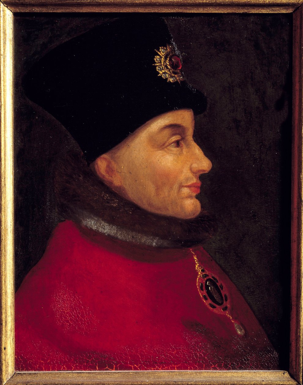 Retrato de Jean Sans peur, Duque de Borgonha (1371-1419) Pintura da Escola Francesa. Sol do século XVI. 0,4x0,17 m de French School