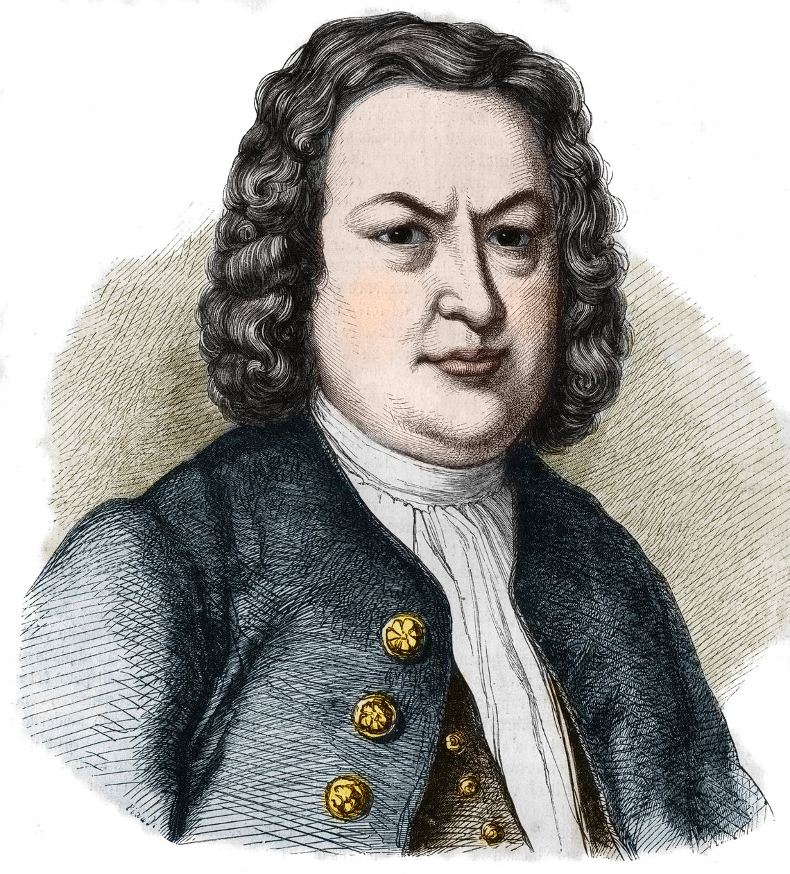 Retrato de Jean Sebastian (Johann Sebastian) Bach (1685-1750) compositor alemão. Gravura de 1858. de French School