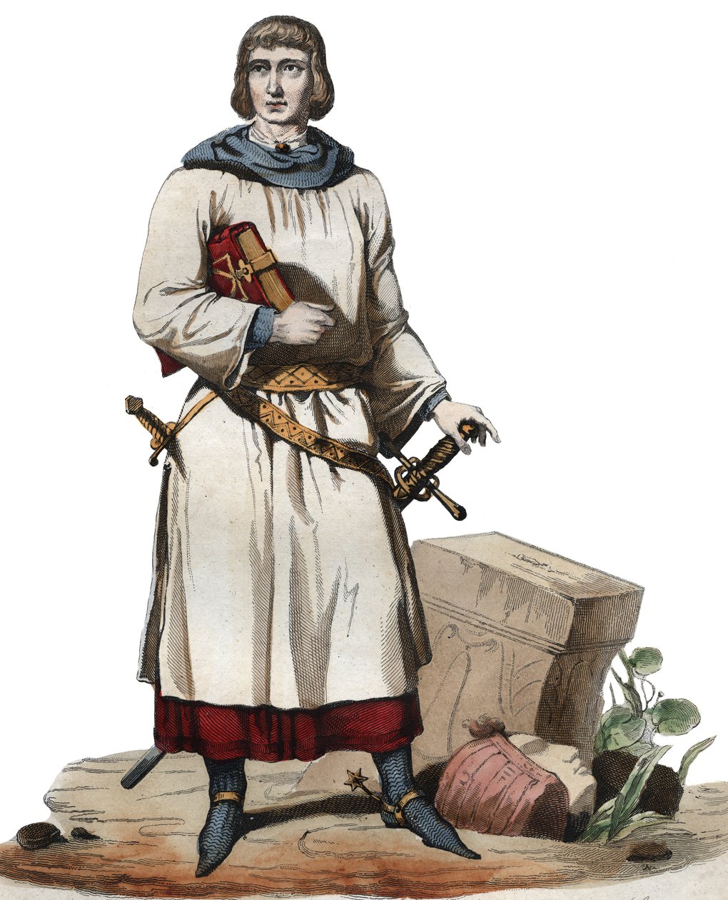 Retrato de Jean de Joinville (1225-1317), cronista da França medieval. de French School