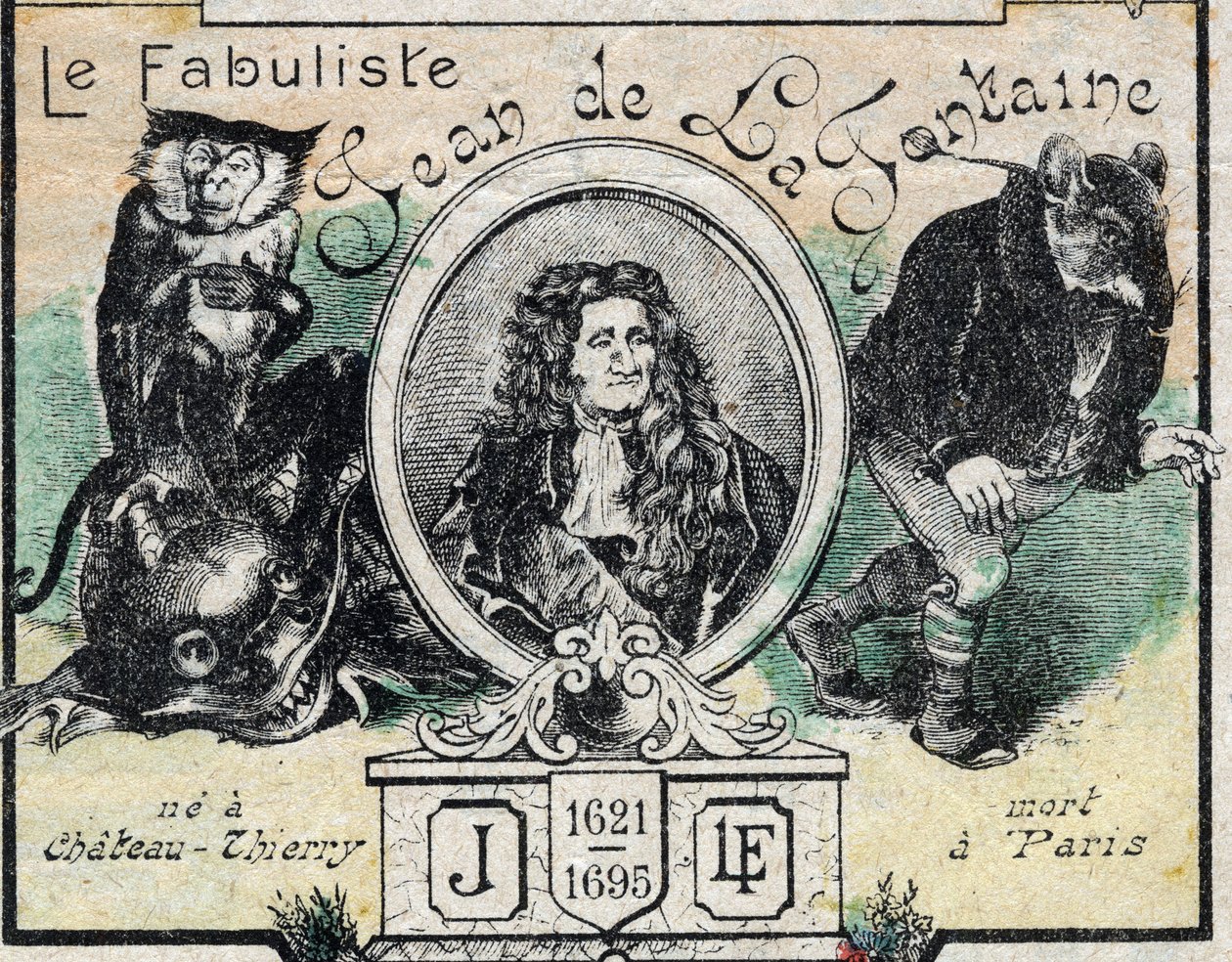 Retrato de Jean de La Fontaine (1621-95), imagem da Epinal do final do século XIX. de French School