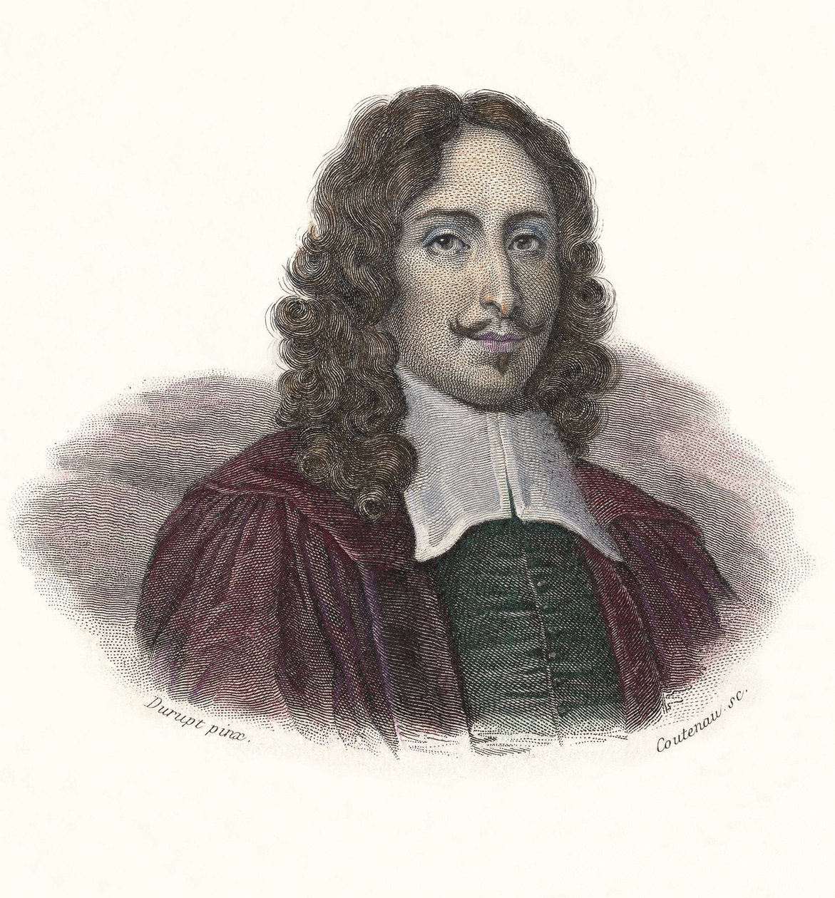 Retrato de Jean de Rotrou (1609 - 1650), poeta e dramaturgo francês em "Portraits des Hommes Useful" de French School