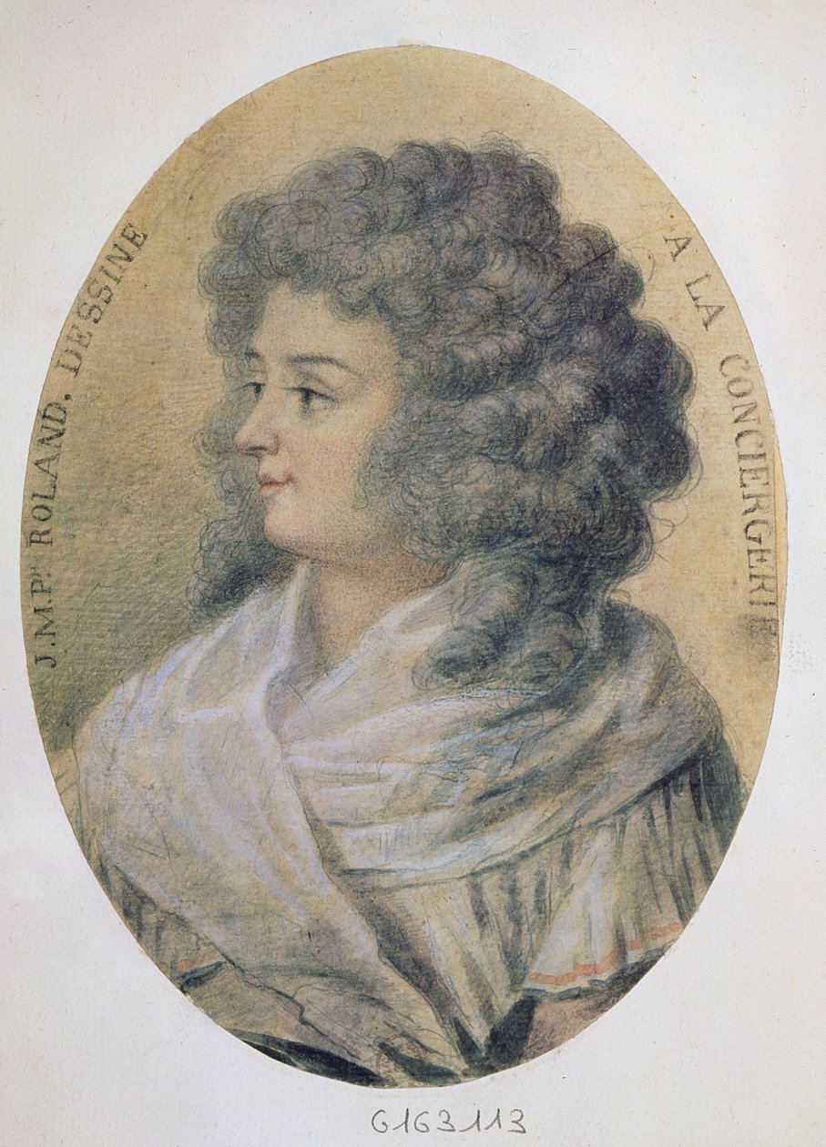 Retrato de Jeanne-Marie Roland de la Platiere (nee Philippon) (1754-93) na Conciergerie de French School