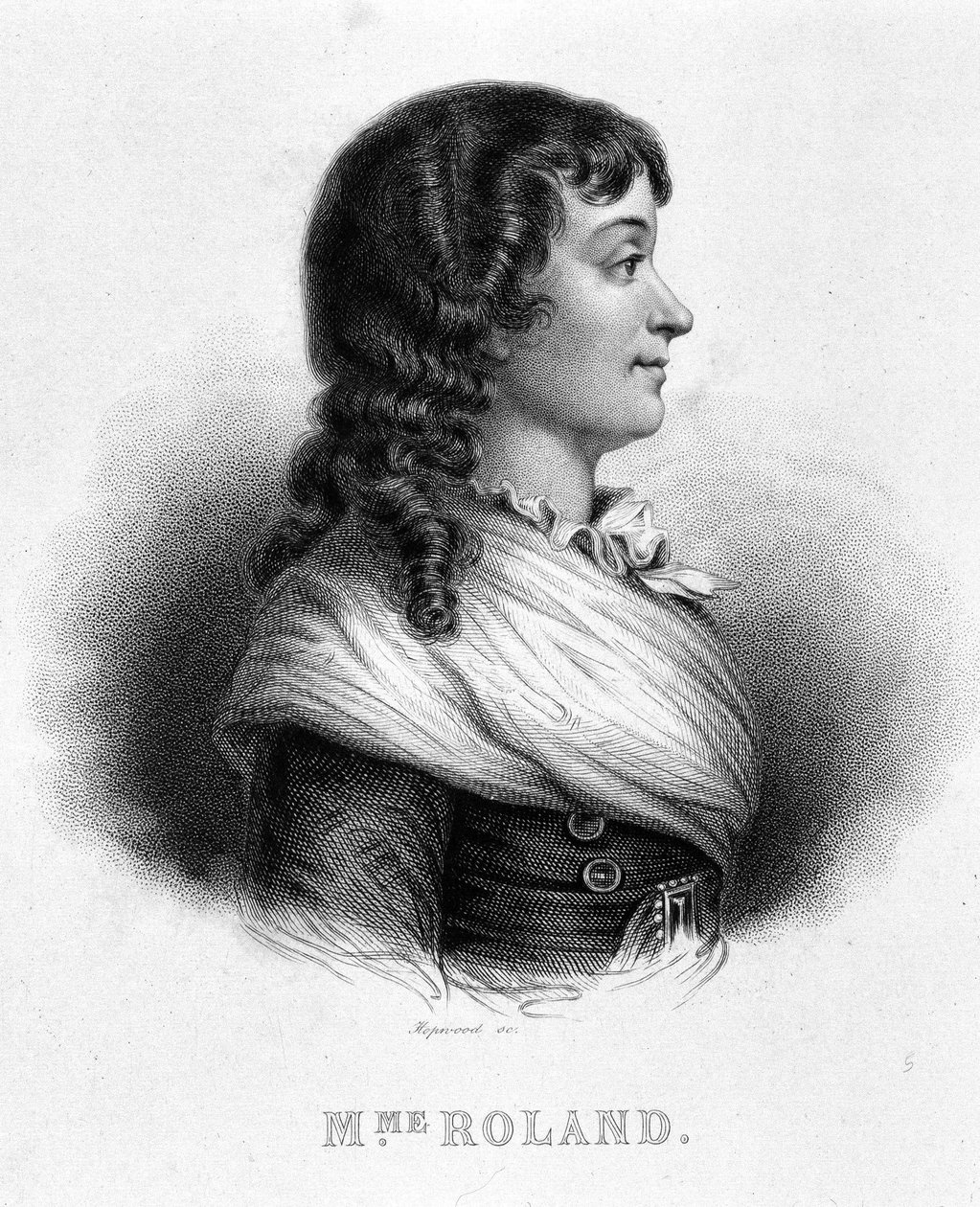 Retrato de Jeanne Marie ou Manon Philipon, Madame Roland (1754 - 1793) - em "Revolução Francesa" de Thiers de French School