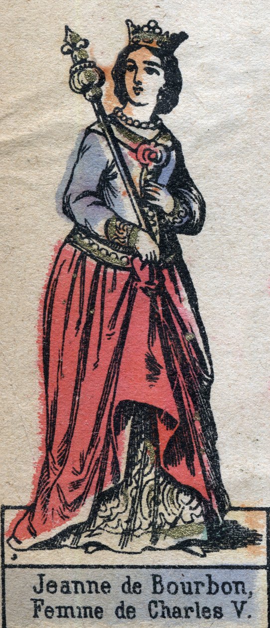 Retrato de Jeanne de Bourbon (1337-1378), esposa de Carlos V da França. (dinastia Capetian). Ilustração de finais do século XIX. de French School