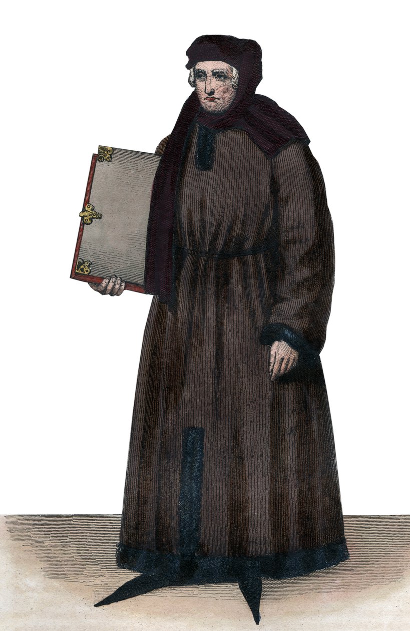 Retrato de John Froissart (1337-1404), cronistas franceses da França medieval. de French School