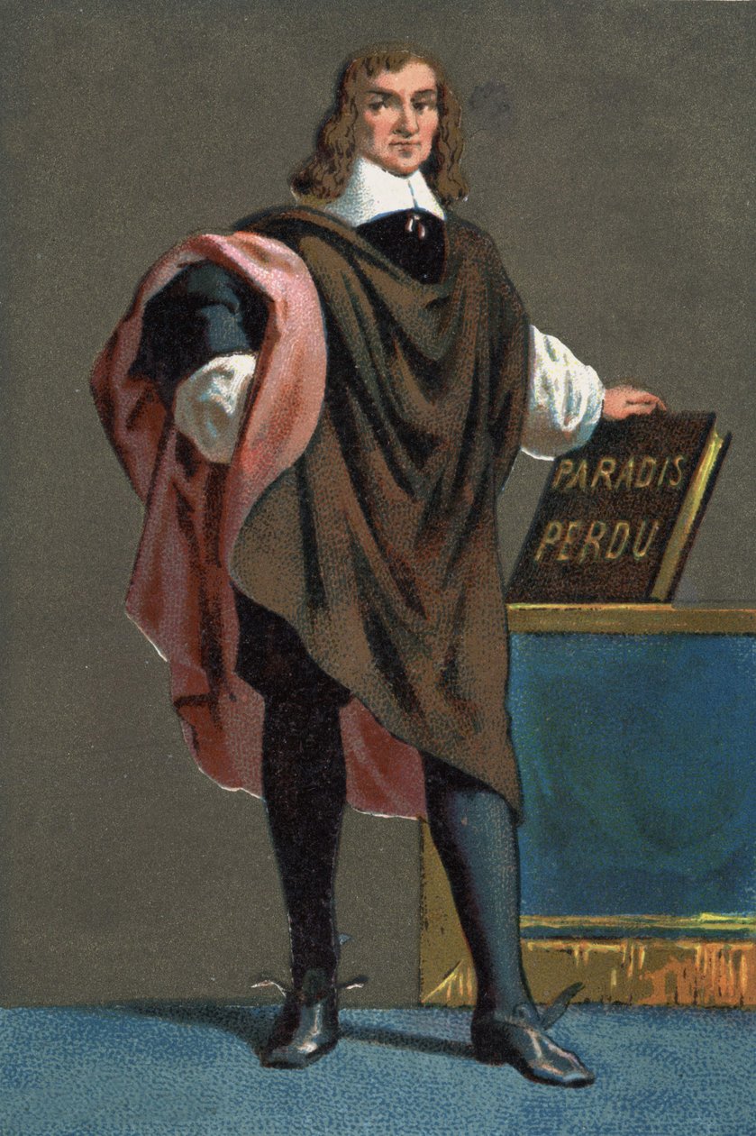 Retrato de John Milton, poeta e ensaísta inglês (1608 - 1674) de French School