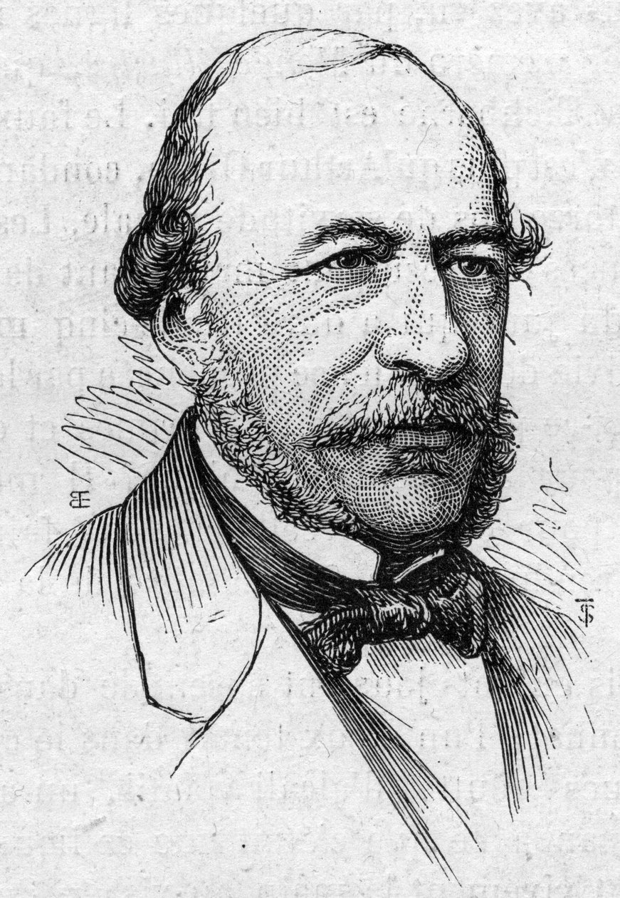 Retrato de Joseph Autran (1813-1877), poeta e acadêmico francês. Gravura em "Le Monde Illustré" n°883 de 14 de Março de 1874. de French School