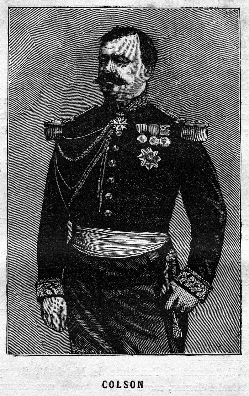 Retrato de Joseph Emile Colson (1821-1870), general francais. Gravura em "Les Illustrations De L