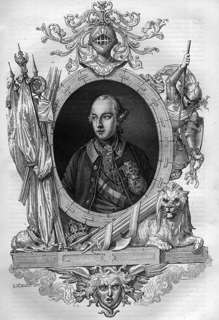 Retrato de José II (1741-1790), Imperador da Áustria Gravura no "Histoire des Papes-King-Queen-and-Empereurs a travessa les centuries" de Maurice Lachatre de French School