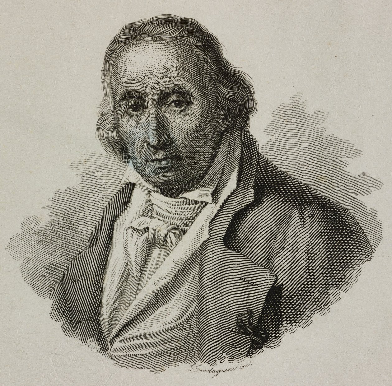 Retrato de Joseph Marie Charles, chamado Jacquard (1752-1834), tecelão francês e inventor do tear Jacquard, gravado por Guadagnini de French School