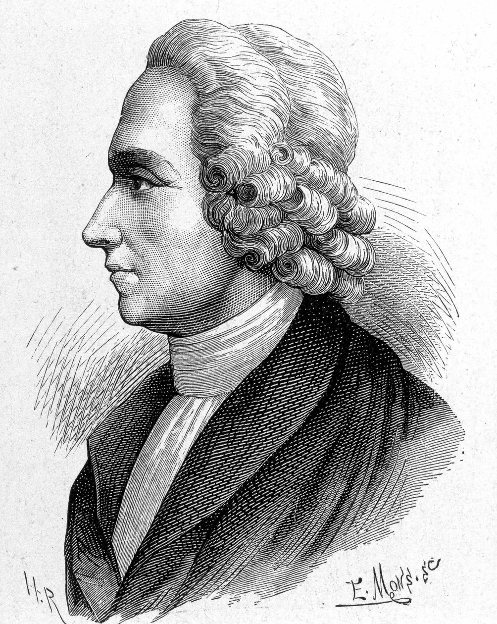 Retrato de Joseph Priestley (1733 - 1804), químico e teólogo britânico - em "Album of Science; ilustres estudiosos; Grandes Descobertas" 1896. de French School