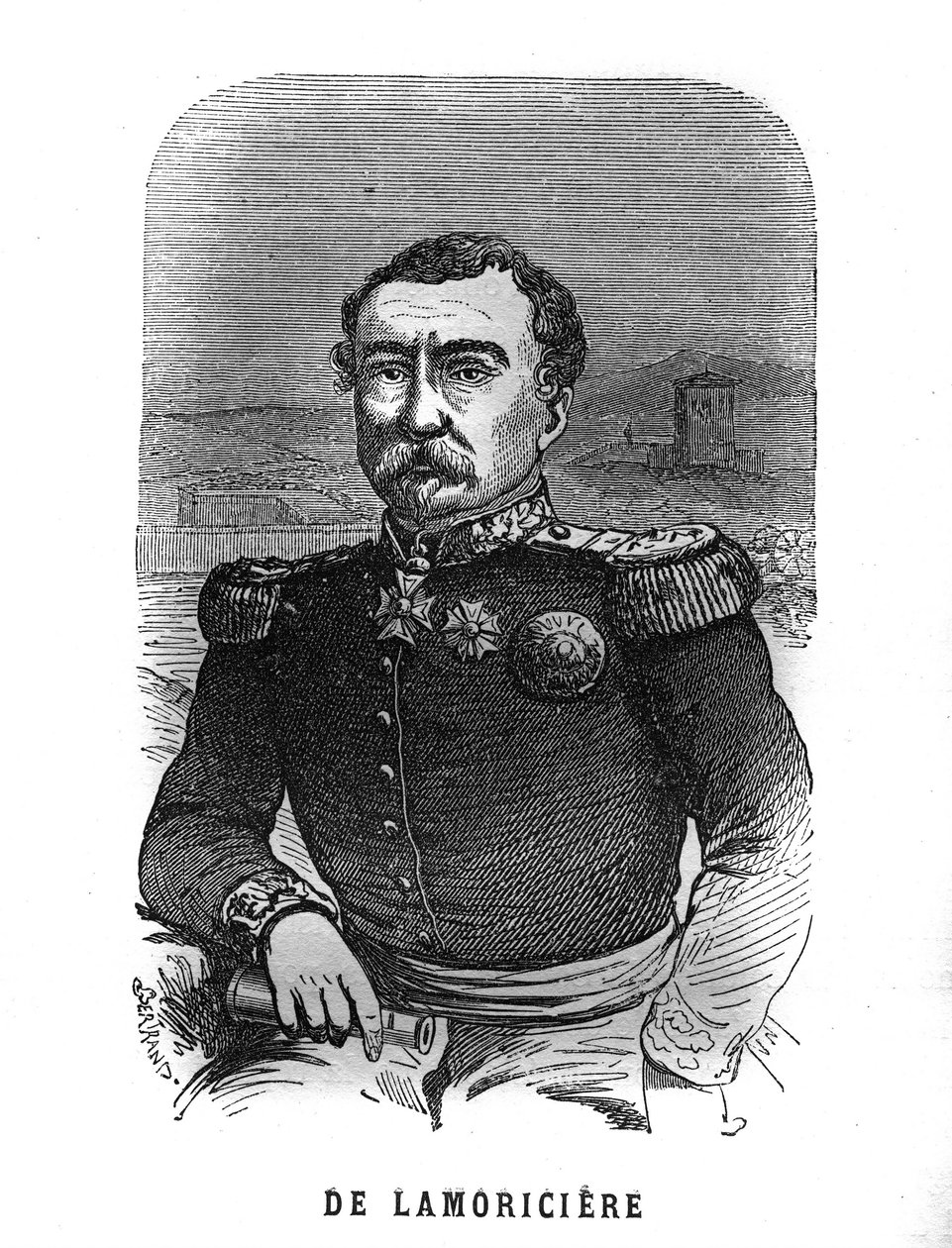 Retrato de Joseph Vantini, dit Youssouf (1808-1866), general francês. Gravura em "Les Illustrations De L