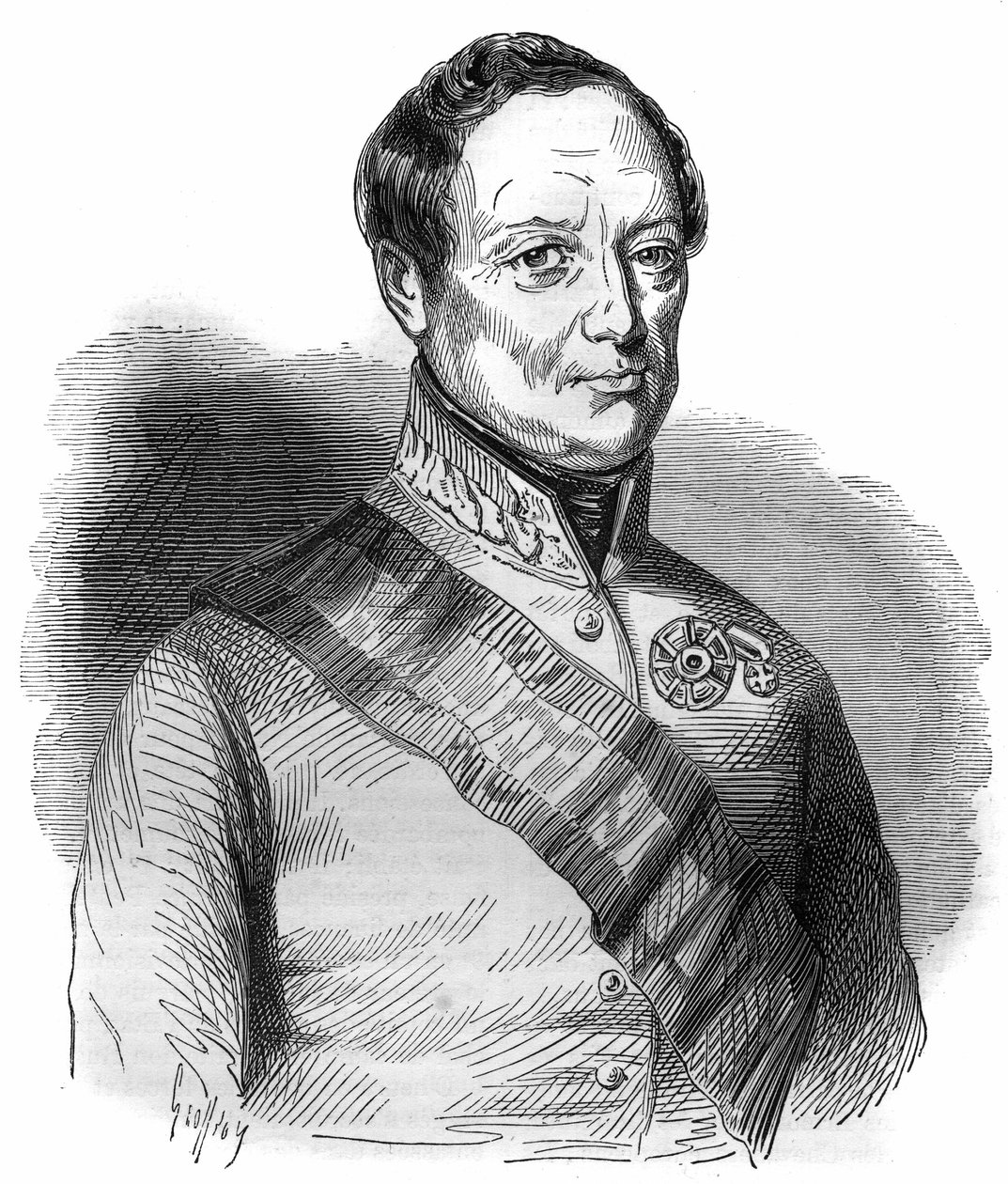 Retrato de Joseph Wenzel Radetzky von Radetz (ou Conde Joseph Radetzky (1766-1858) Gravura Marechal Austríaca em "Histoire des papes-kings-queens-et-empereurs a travers les centuries" de Maurice Lachatre de French School
