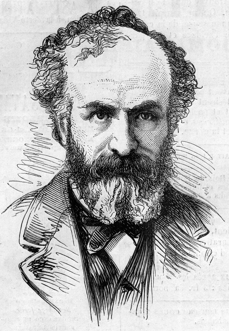Retrato de Jules Jansenn (1824-1907), astrônomo francês, um método de observação de protuberâncias solares. Gravura em "Le Monde Illustré" n°911 de 26 de setembro de French School