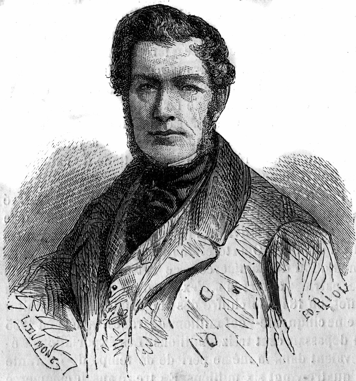 Retrato de Jules Louis Philippe Coignet (1798-1860), pintor francês. Gravura em "Le Monde Illustré" n°158 de 21 de Abril de 1860. de French School