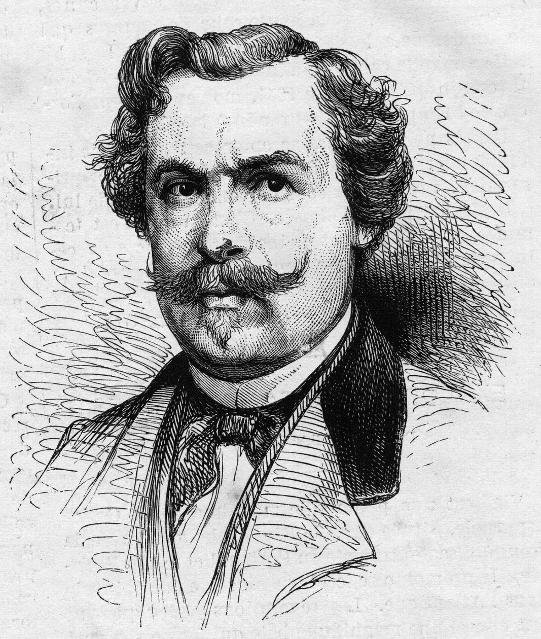 Retrato de Jules de Goncourt (1830-1870), escritor francês. Gravura em "Le Monde Illustré" n°690 de 2 de julho de 1870. de French School