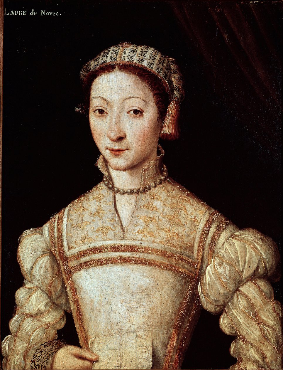 Retrato de Laure (Laura) por Noves (1308-1348), mulher aimee de Petrarque (Francesco Petrarca) Pintura da escola francesa do Sol do século XVI. 21 x 28 cm Chantilly, musee Conde - Retrato de Laura de Noves (1308-1348), Francesco Petrarcas amada mulher de French School