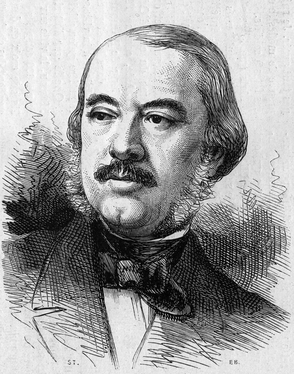 Retrato de Leon Laya (1810-1872), dramaturgo francês. Gravura em "Le Monde Illustré" n°805 de 14 de Setembro de 1872. de French School