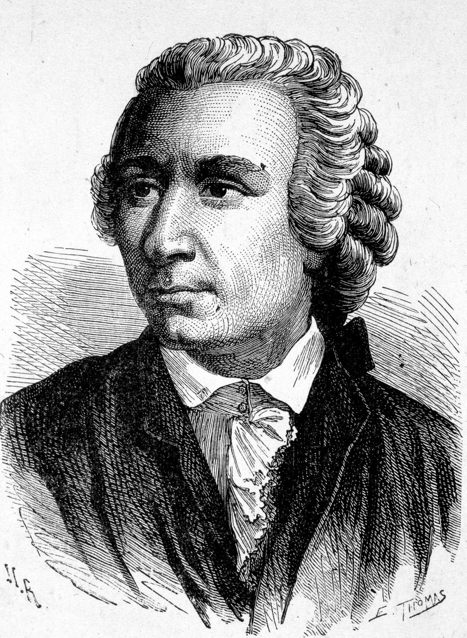 Retrato de Léon (Leonhard) Euler (1707 - 1783), matemático suíço - em "Album of Science; cientistas ilustres; Grandes descobertas" 1896. de French School