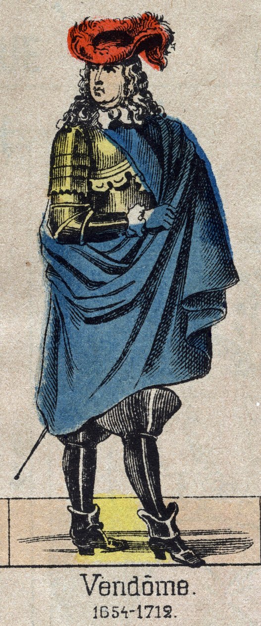 Retrato de Louis-Joseph (Louis Joseph) de Bourbon (1645-1712) conhecido como o Grande Vendôme, Duque de Penthievre e Mercoeur, então Duque de Vendôme e Par da França. Imagem de Epinal do final do século XIX. de French School
