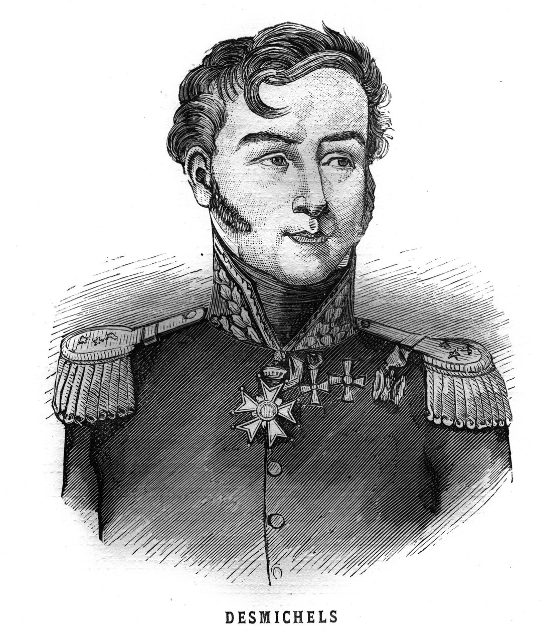 Retrato de Louis Alexis Desmichels, general francais (1779-1845). Gravura em "Les Illustrations De L