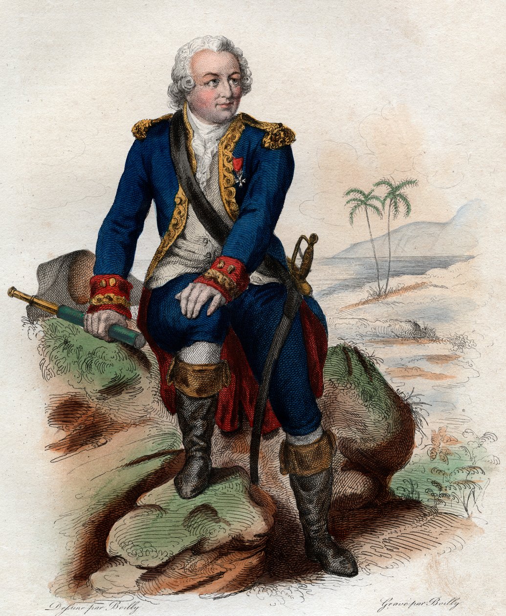 Retrato de Louis Antoine, Comte de Bougainville (1729-1811), almirante francês e explorador. de French School