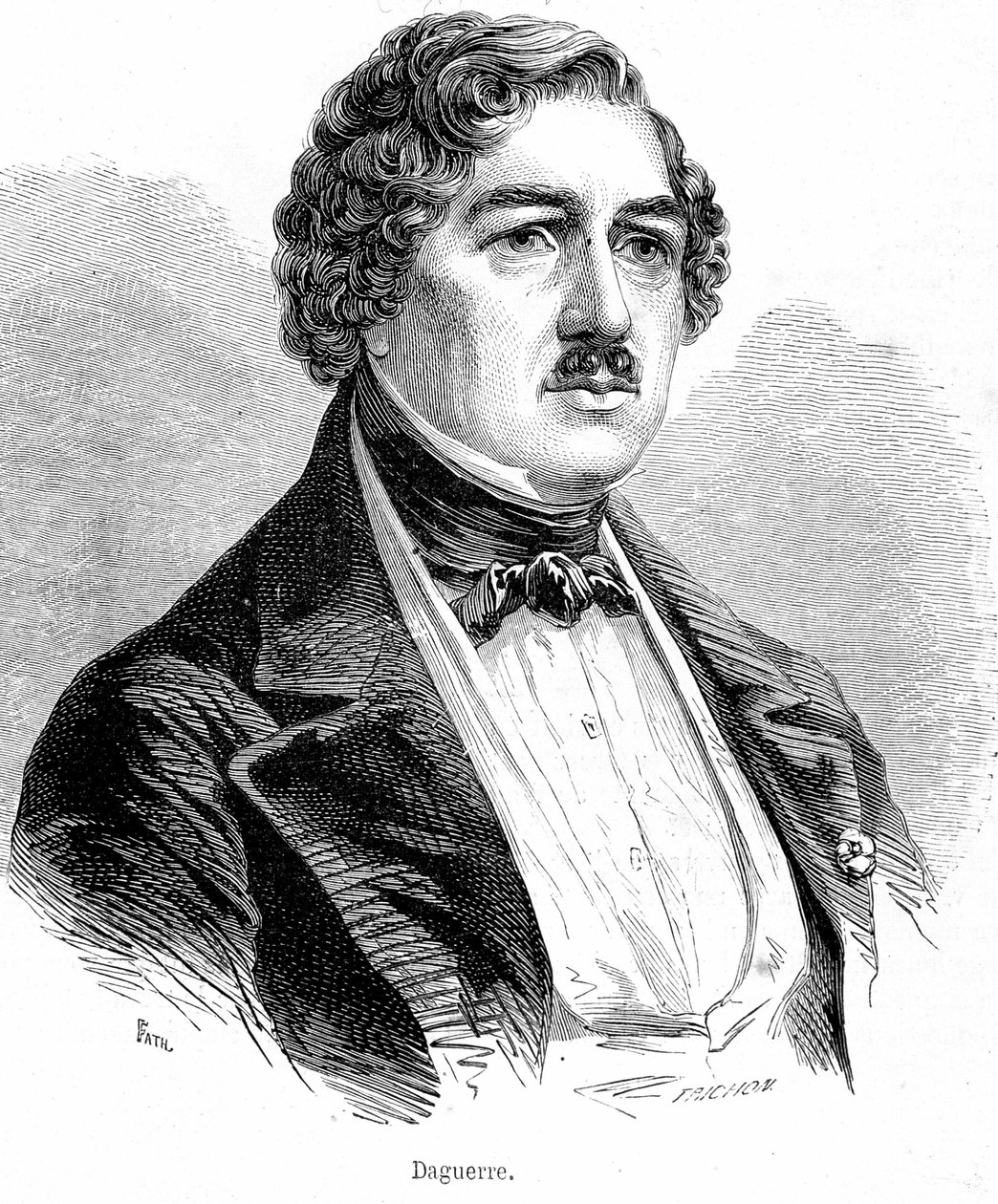 Retrato de Louis Daguerre - gravura de French School