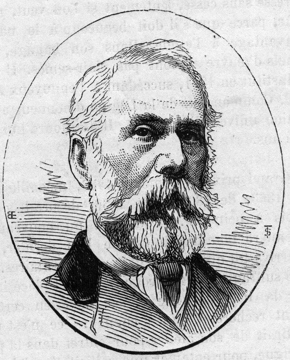 Retrato de Louis Francois (?) (1814-1888), gravador francês. Gravura em "Le Monde Illustré" n°890 de 2 de Maio de 1874. de French School