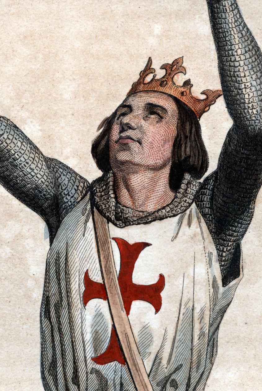 Retrato de Luís IX da França (Saint Louis) (1214-1270), rei da França. de French School