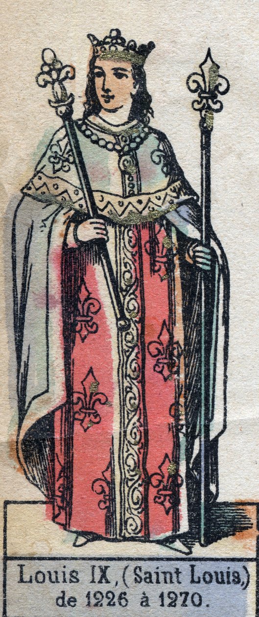 Retrato de Luís IX da França, conhecido como Saint Louis (1214-1270) (dinastia dos Capetianos). Ilustração de finais do século XIX. de French School